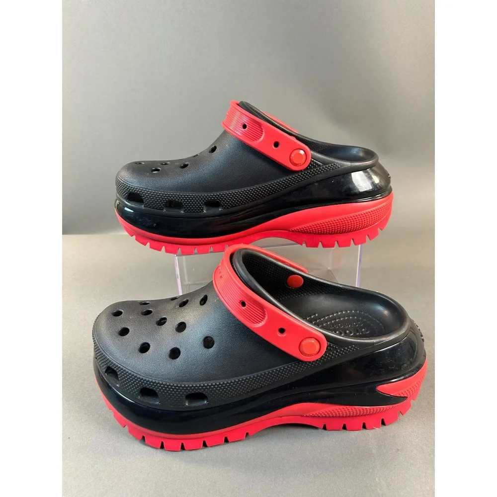 Crocs Classic Hiker Clog Black Red Platform Sandals Mens 8 Womens 10 206772-060